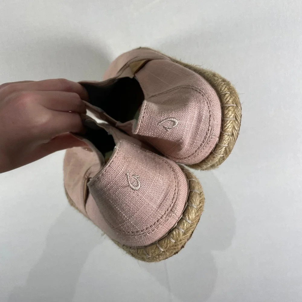 OluKai Kaula Paa Kapa Espadrille Slip On‎ Shoes Women's Pink Linen - Size 10